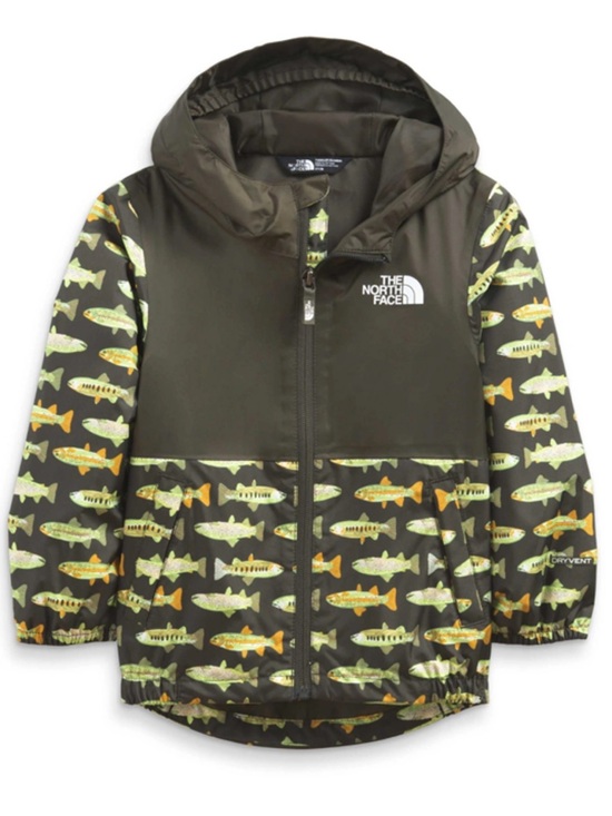 The North Face Other - The North Face rain jacket fish print army Green raincoat zip front 3T